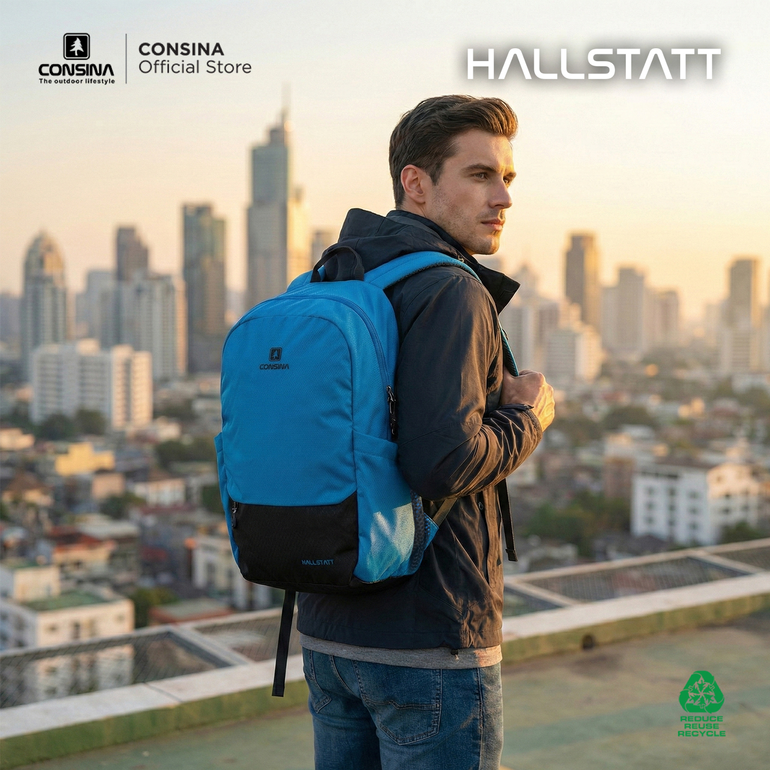 CONSINA HALLSTATT RANSEL BACKPACK SEKOLAH LAPTOP URBAN TRAVEL OUTDOOR