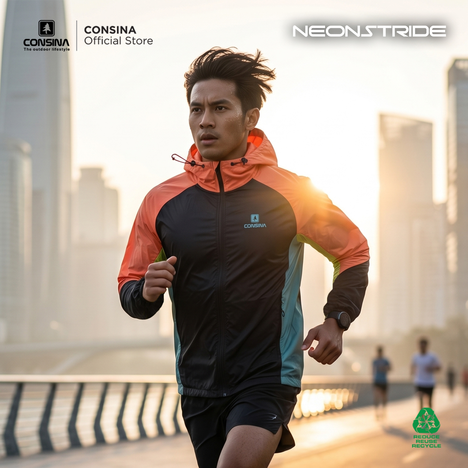 Consina NeonStride Jaket Windbreaker Packable Nylon | Outdoor Gunung Travel Running
