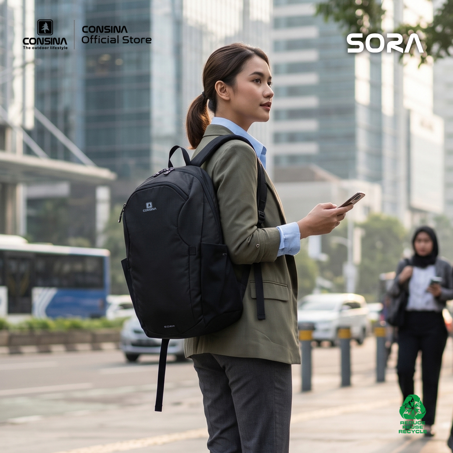Consina Sora 15L Ransel Backpack Office School Laptop | Outdoor Travel