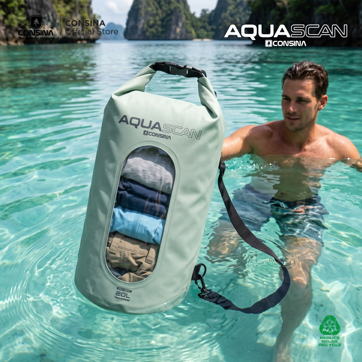 Consina Aqua Scan Premium Dry Bag Tas Kedap Air Waterproof Outdoor Hiking Trekking Rafting